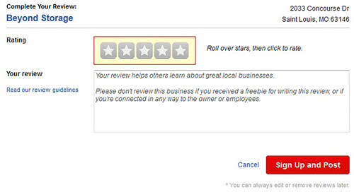 Beyond Storage - Yelp Profile
