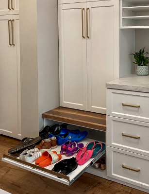 custom closet cabinet with pull out shoe storage