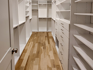 walk in closet with diy custom closet components 