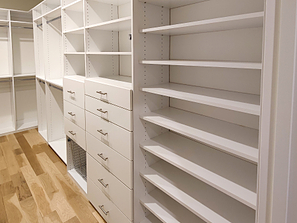 Shelves and drawers in diy custom closet system