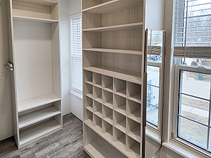 Section of diy custom closet peice with a built in shoe rack